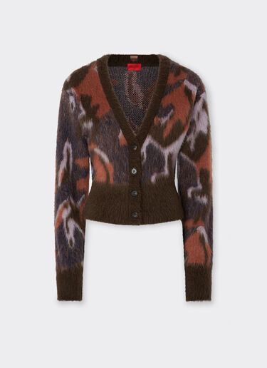Ferrari Knit cardigan with Cavallino Ikat pattern Espresso 22530f