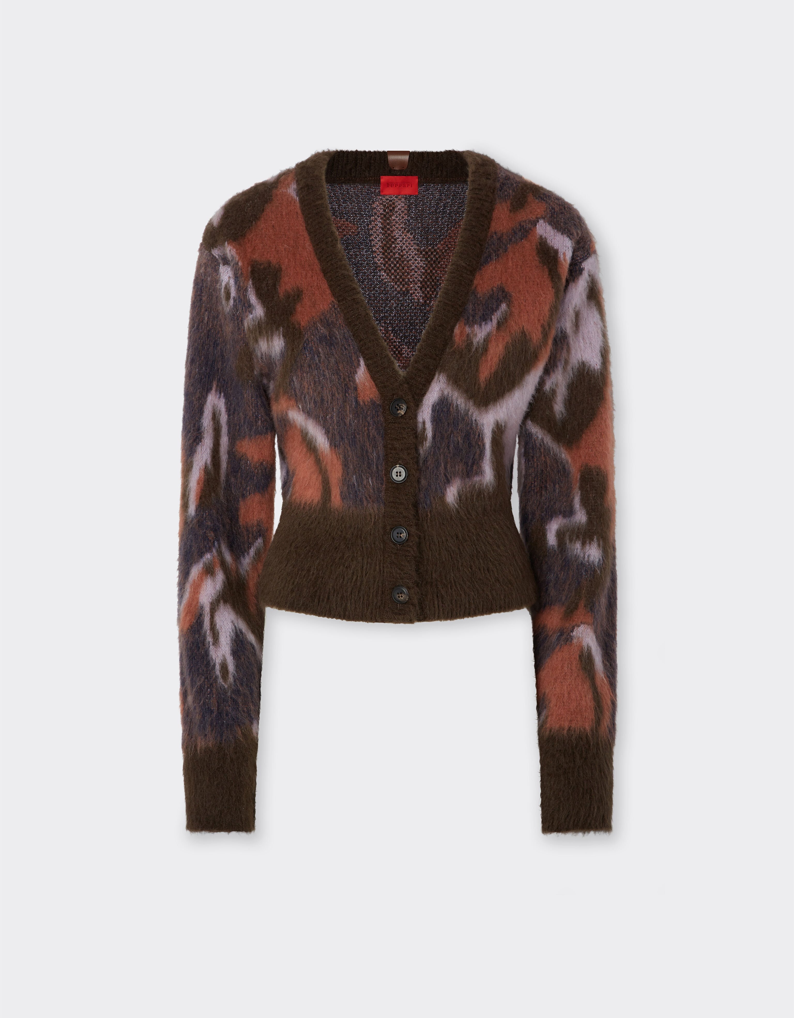Ferrari Knit cardigan with Cavallino Ikat pattern Espresso 22530f