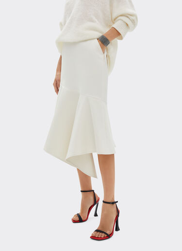 Ferrari Duchesse twill midi skirt with ruffles Ivory 20999f