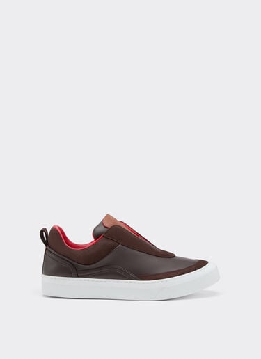 Chaussure à enfiler en cuir nappa et daim Ferrari Chaussure à enfiler en cuir nappa et daim Espresso 22828f