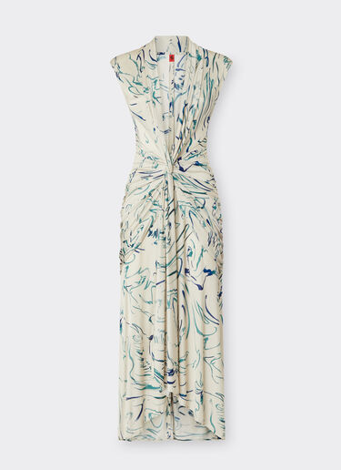 Ferrari Dress in viscose fabric with Cavallino print Ecru 22043f