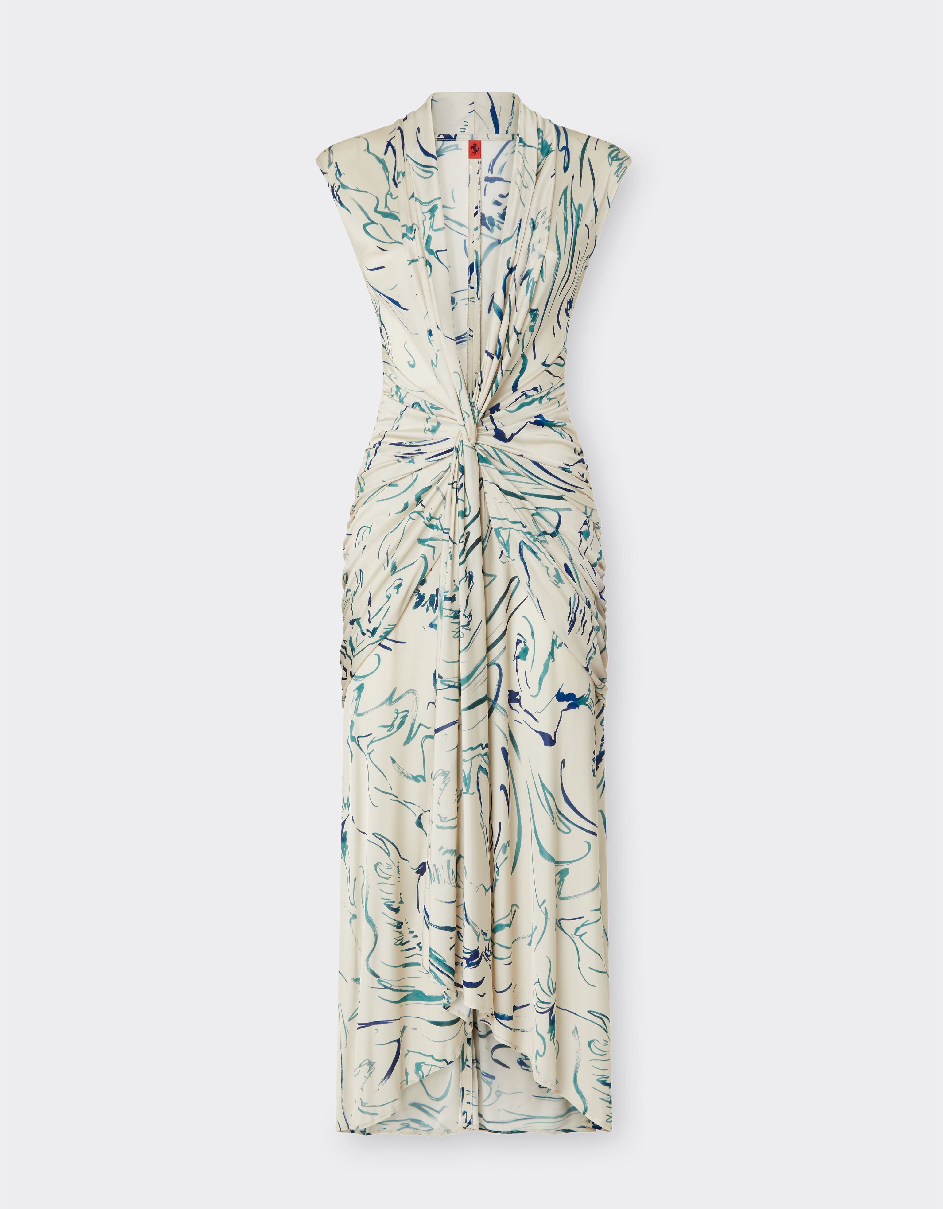 Ferrari Dress in viscose fabric with Cavallino print Ecru 22043f
