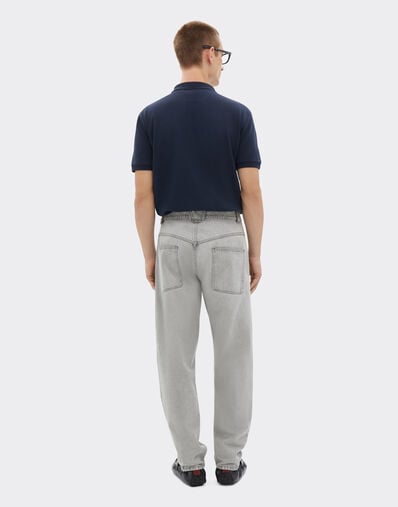 Ferrari Organic cotton piqué polo shirt with Prancing Horse Navy Blue CJMPO0014JCO0053f