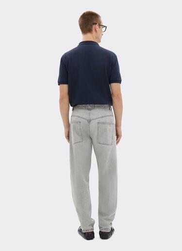 Ferrari Organic cotton piqué polo shirt with Prancing Horse Navy Blue CJMPO0014JCO0053f