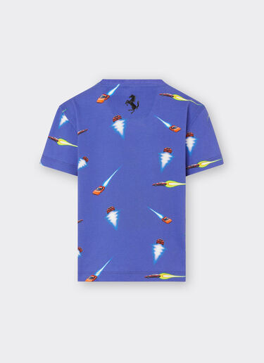 Ferrari T-shirt en coton avec imprimé Ferrari Cars Bleu poudré 20163fK