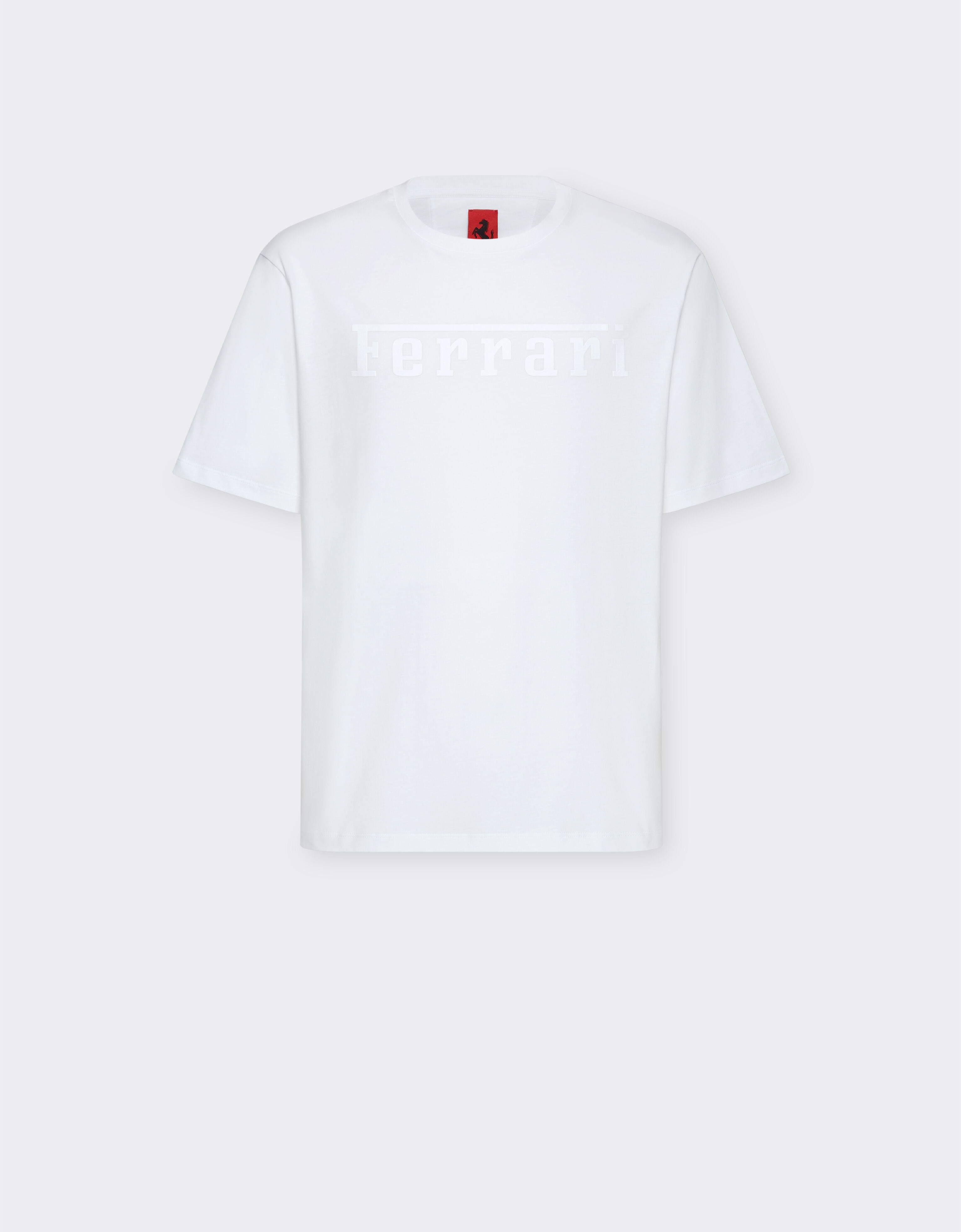 Cotton T-shirt with Ferrari logo Ferrari Cotton T-shirt with Ferrari logo White CJNTH0006JCO0045f