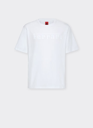 Cotton T-shirt with Ferrari logo Ferrari Cotton T-shirt with Ferrari logo White CJNTH0006JCO0045f