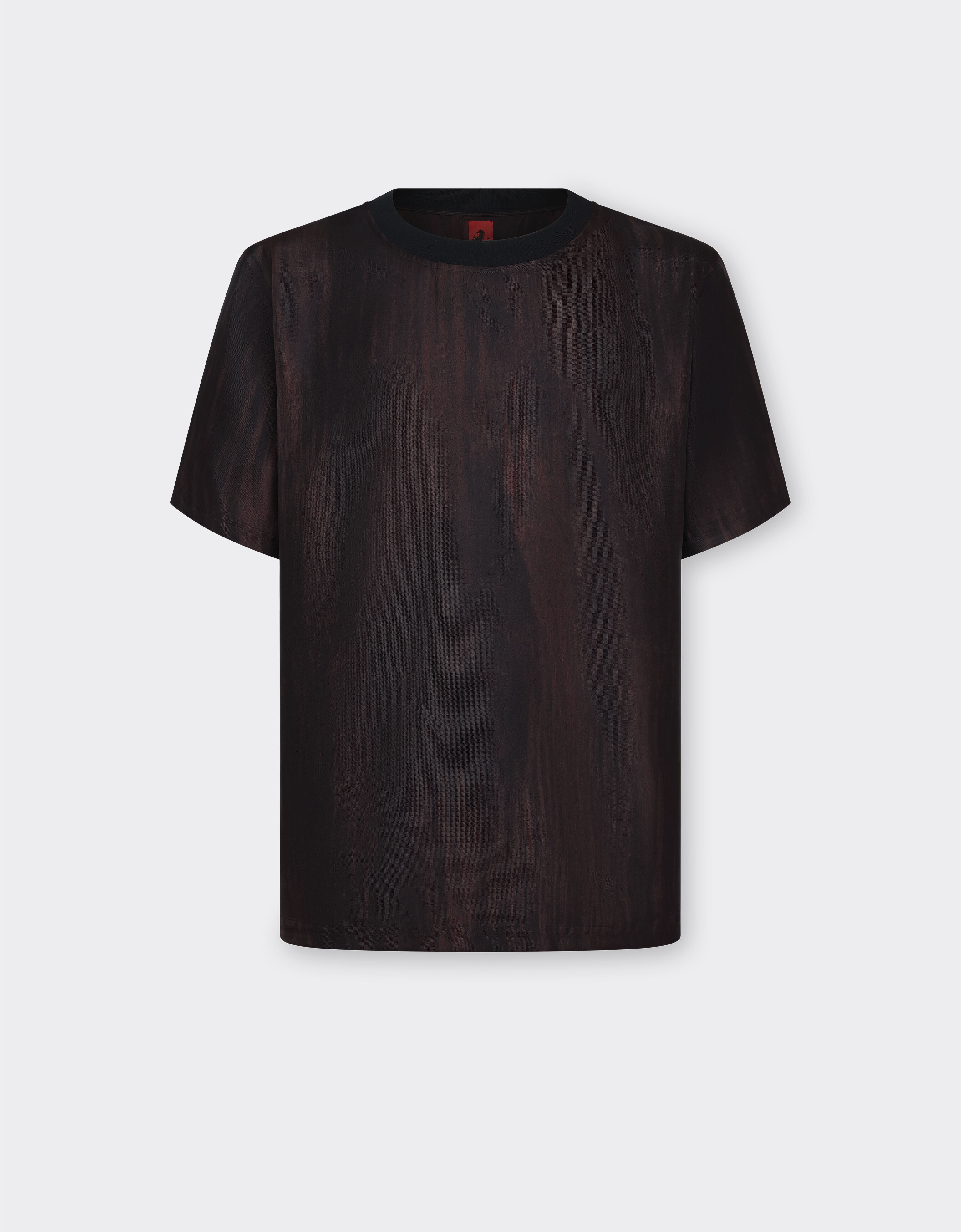 Ferrari T-Shirt aus Seide mit Brushed-Print Dark Brown 21159f