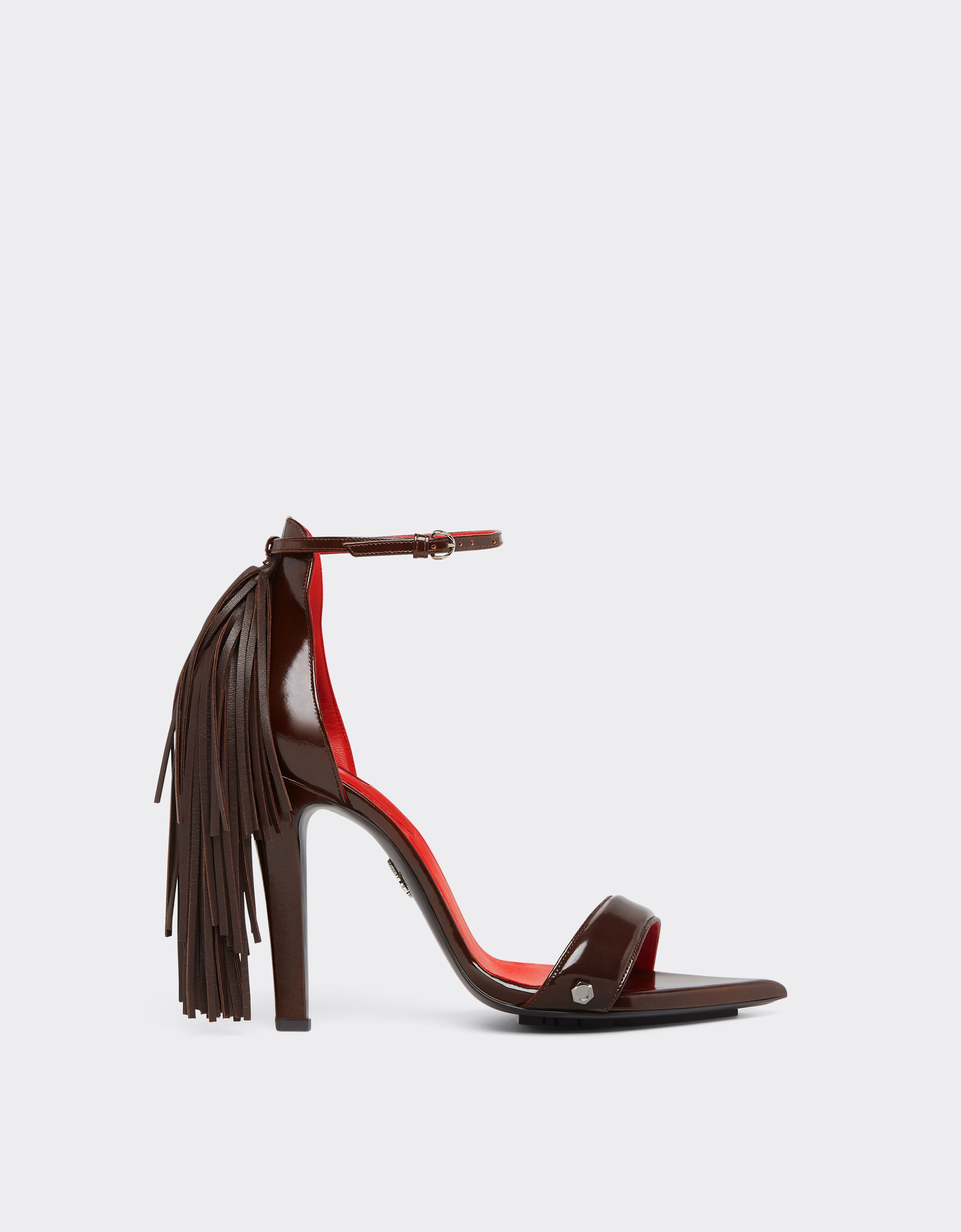 Ferrari Leather sandals with fringing Tabacco 22129f