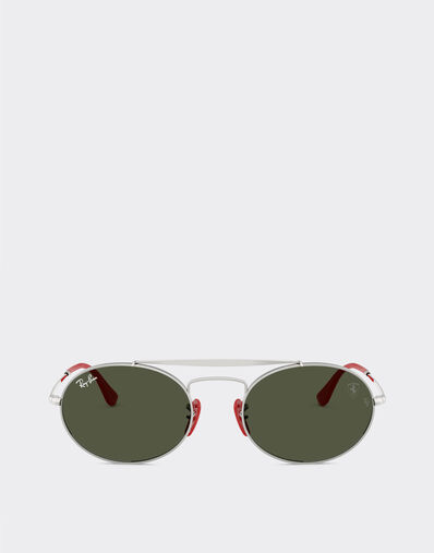 Ferrari Ray-Ban for Scuderia Ferrari RB3775M in silver and red metal with green lenses Silver LA0ECf