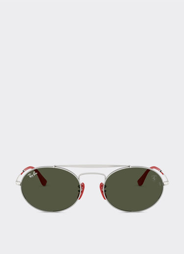 Ferrari Ray-Ban for Scuderia Ferrari RB3775M in silver and red metal with green lenses Silver LA0ECf