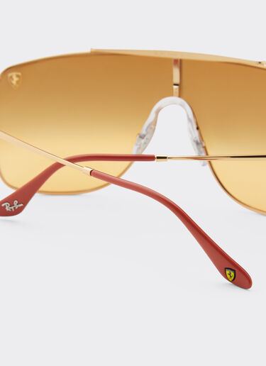 Ferrari Ray-Ban for Scuderia Ferrari RB3697MF in gold-tone metal with silver mirror orange gradient lens Gold F1509f