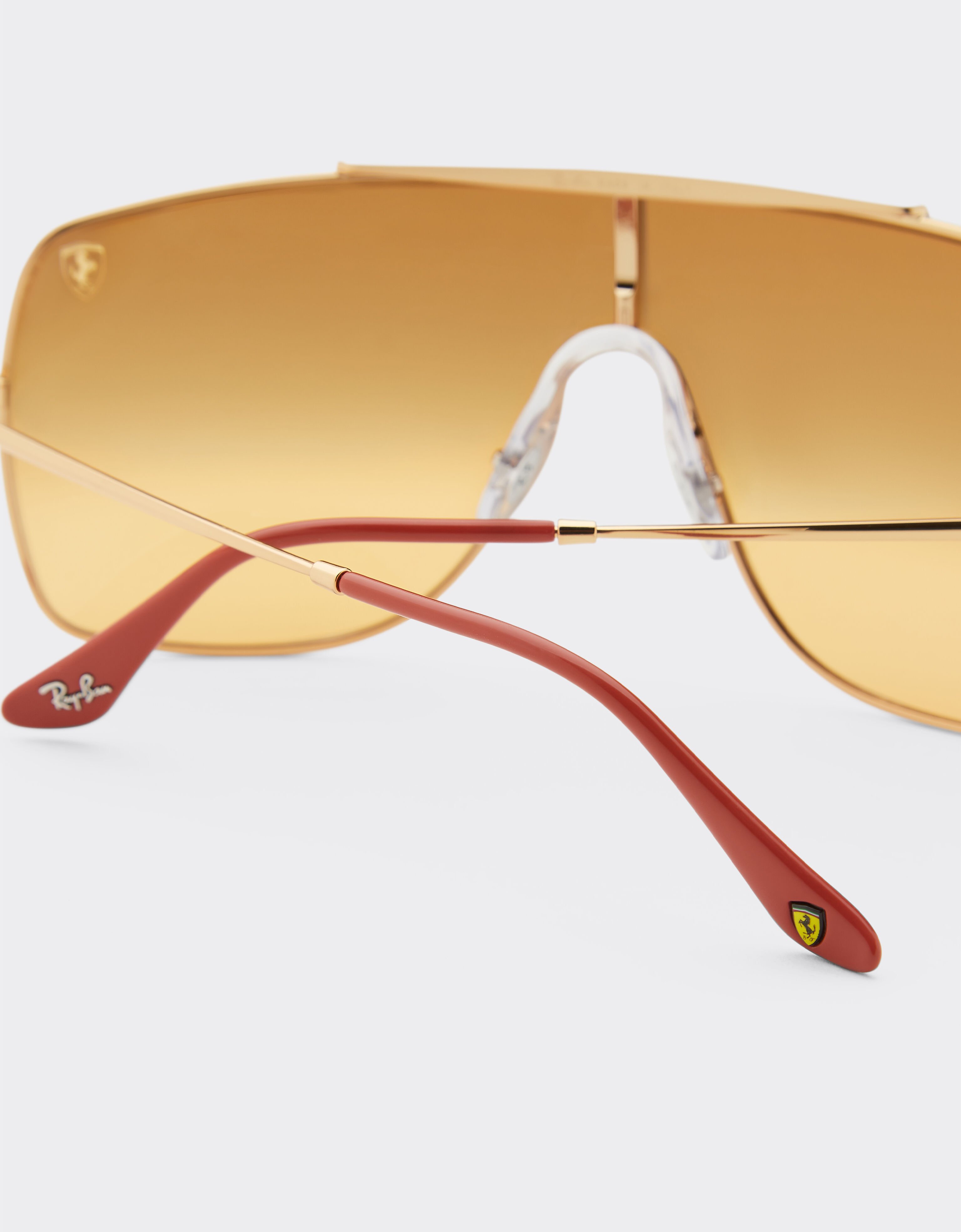 Ferrari Ray-Ban for Scuderia Ferrari RB3697MF in gold-tone metal with silver mirror orange gradient lens Gold F1509f