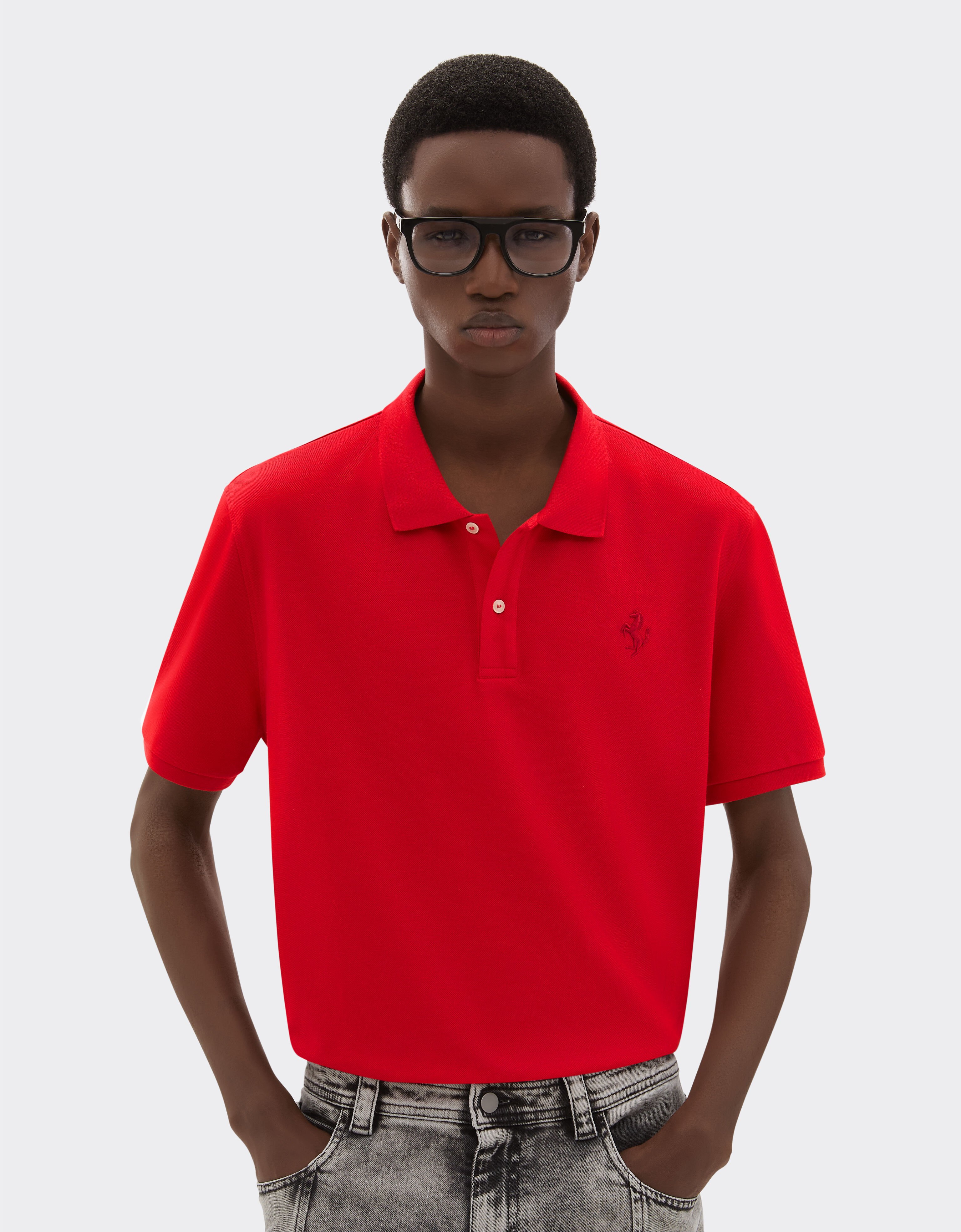 Ferrari Organic cotton piqué polo shirt with Prancing Horse Racing red 47822f