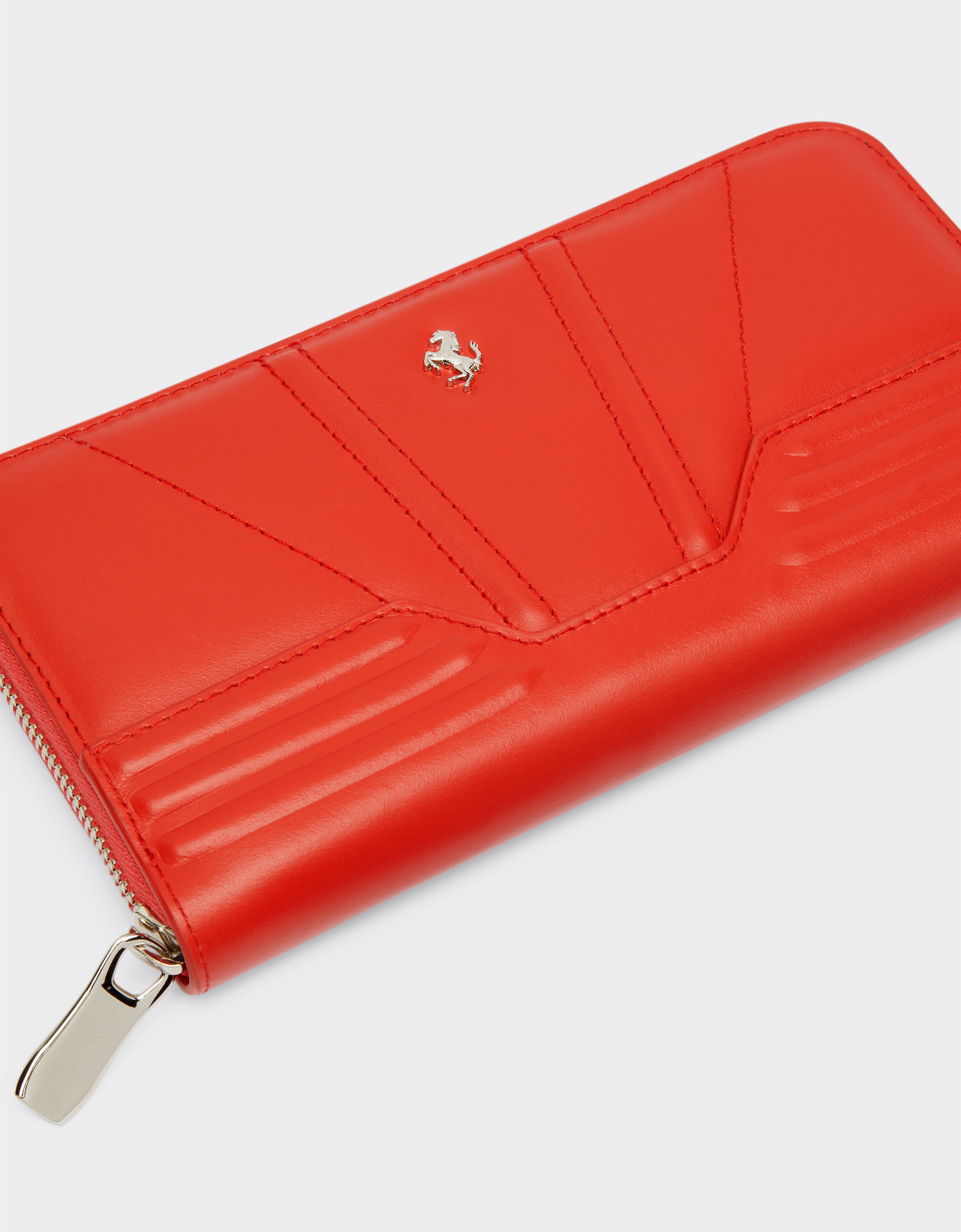 GT Ferrari zip around leather wallet in Rosso Dino Ferrari