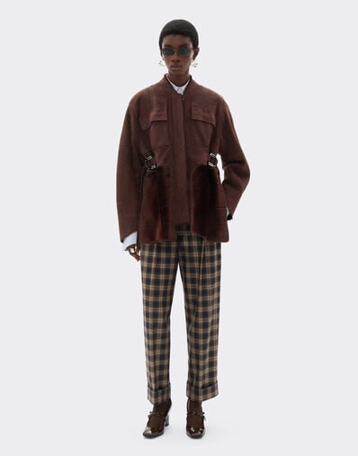 Ferrari Cabán de shearling con estampado de cuadros 7X7 Espresso 22582f