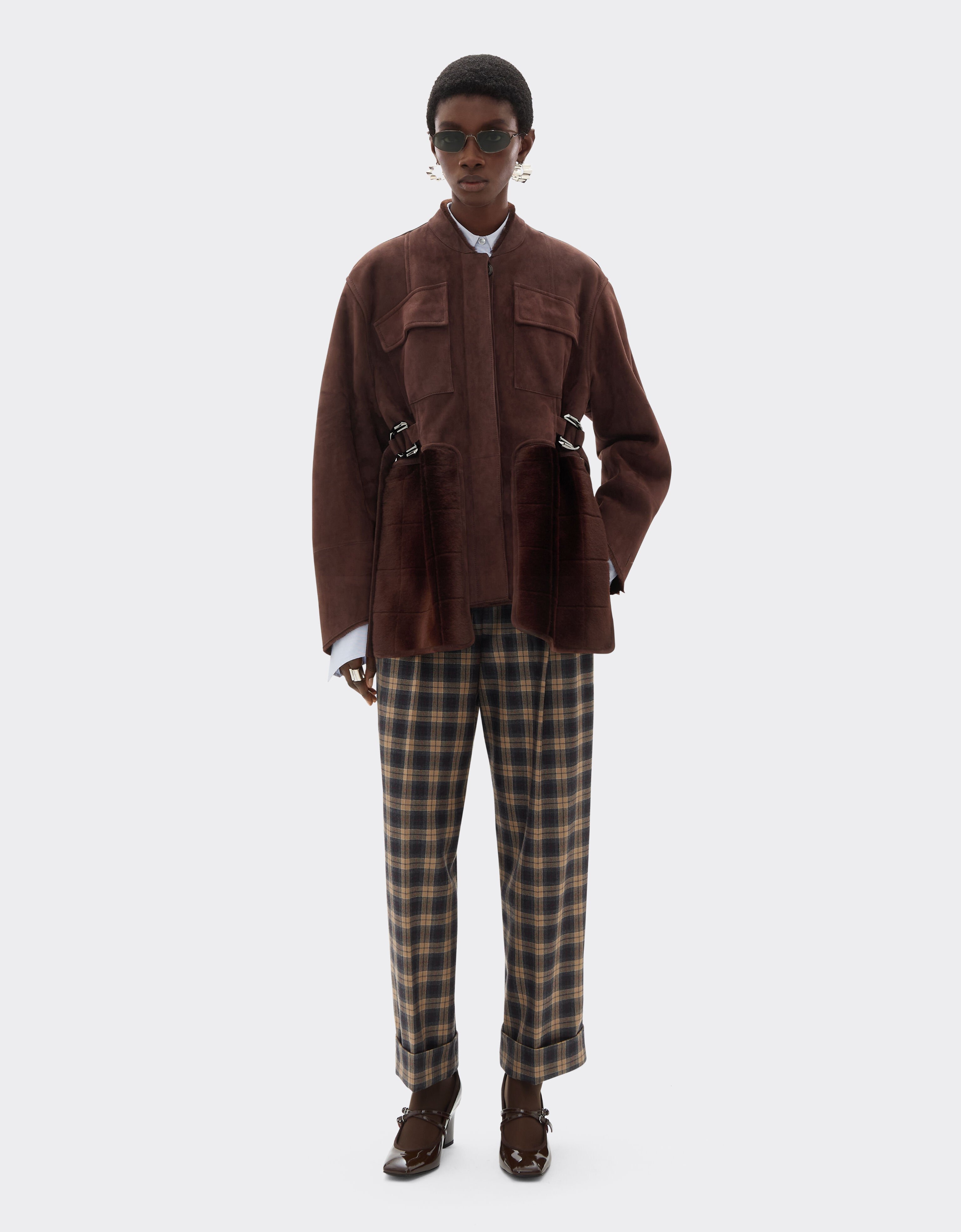Ferrari Shearling caban with 7X7 check pattern Espresso 22582f