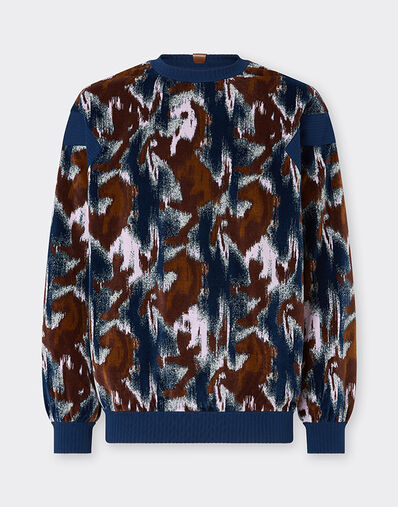 Ferrari Chenille sweatshirt with Cavallino Ikat pattern Peacock 49271f