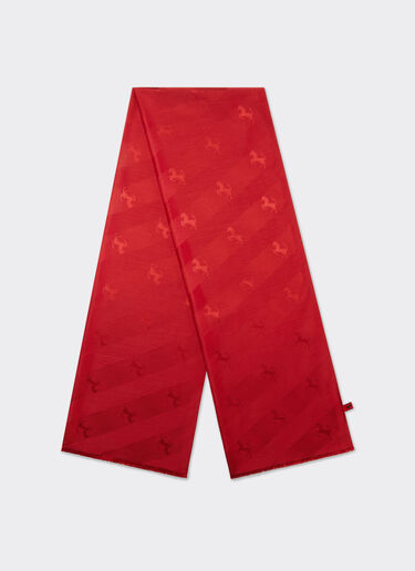 Ferrari Wool and silk scarf with Prancing Horse motif Rosso Corsa 47072f