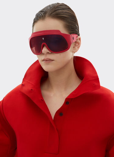 Ferrari Red Ferrari Limited Edition shield sunglasses in injected material and leather with red mirror lens Red F1580f
