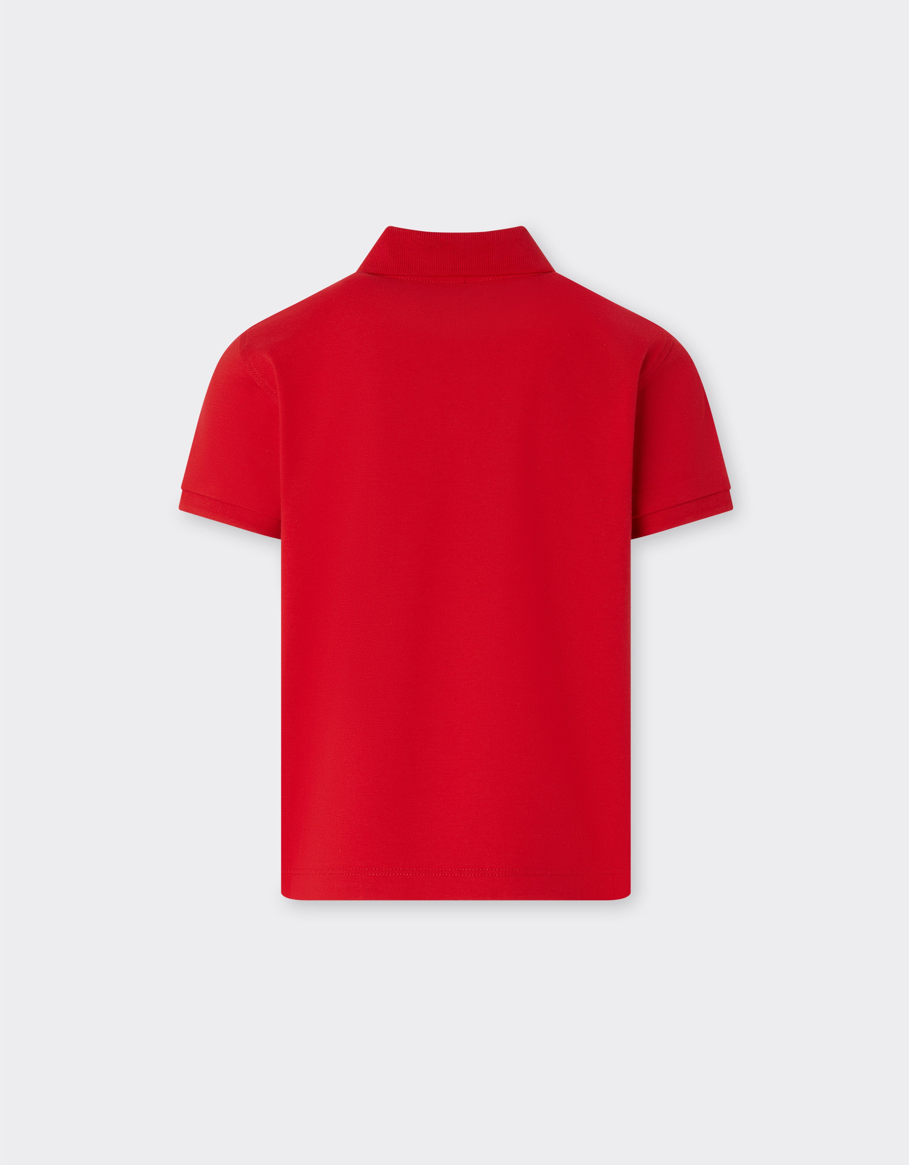 Ferrari Polo in cotone organico con logo Ferrari Rosso Corsa 22760fK