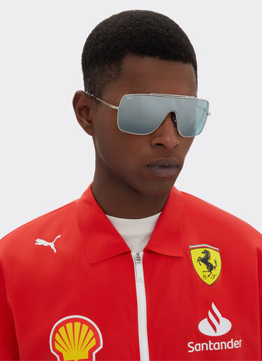 Ferrari Ray-Ban für Scuderia Ferrari RB3697MF in Metall mit blau verlaufenden, verspiegelten Gläsern Silber F1508f