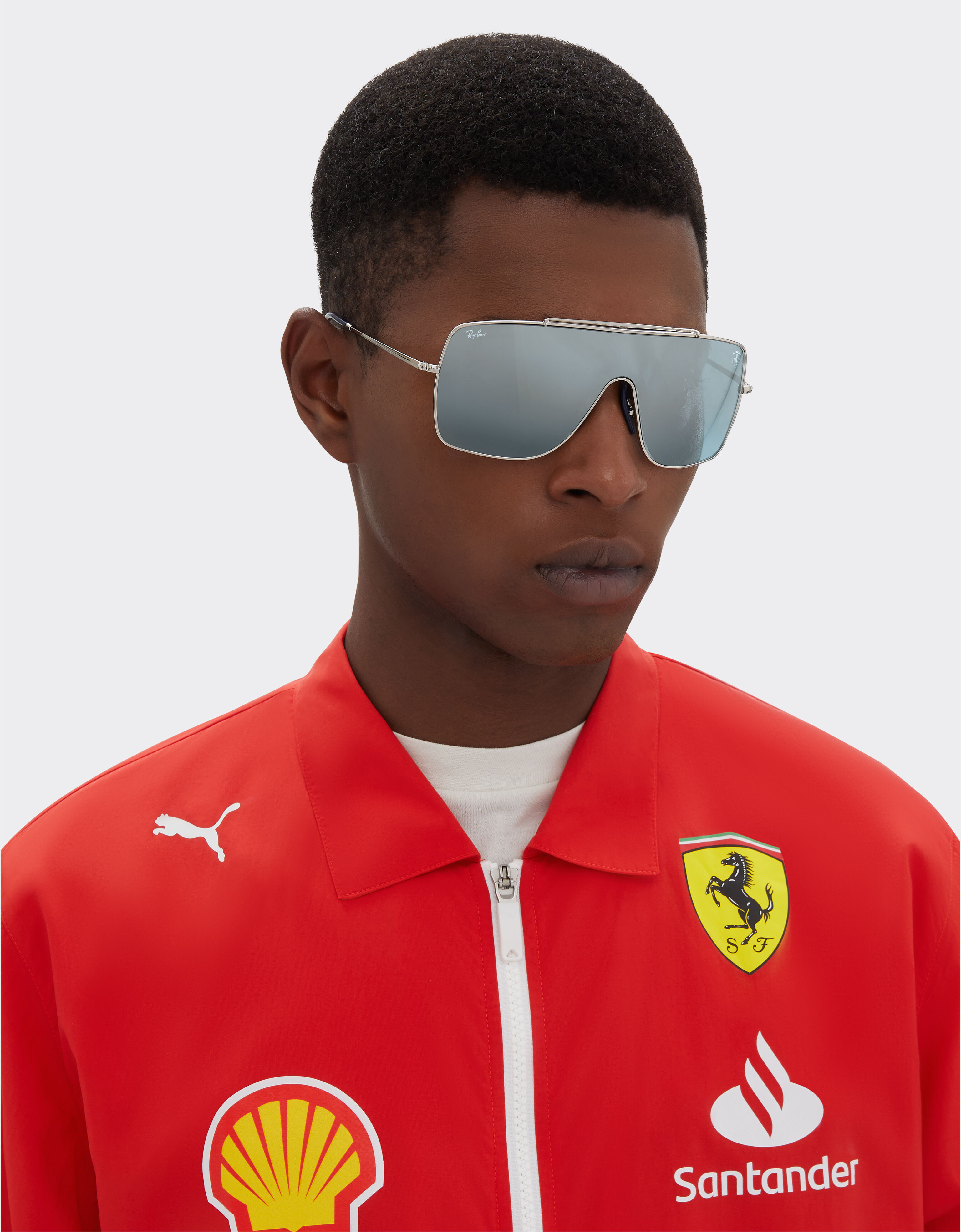 Ferrari Ray-Ban für Scuderia Ferrari RB3697MF in Metall mit blau verlaufenden, verspiegelten Gläsern Silber F1508f