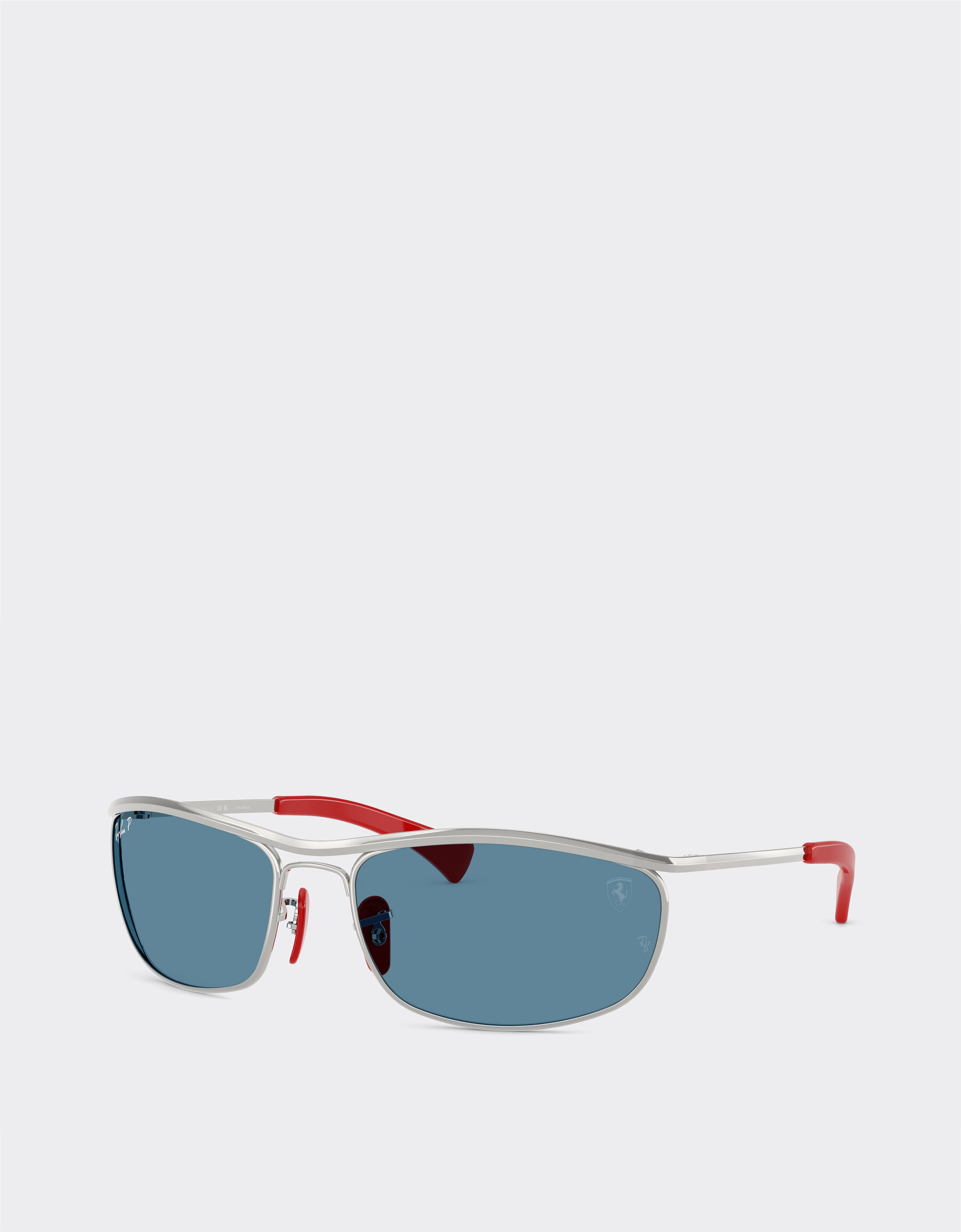 Ferrari Ray-Ban pour Scuderia Ferrari RB3819M en métal argenté avec verres bleus polarisés Silver LA0JPf