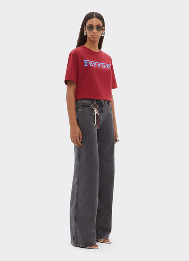 Ferrari Baumwoll-T-Shirt mit Ferrari-Logo Rosso Maison 51037f