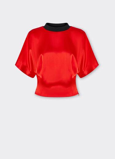 Ferrari T-shirt in stretch satin twill Rosso Dino 21636f