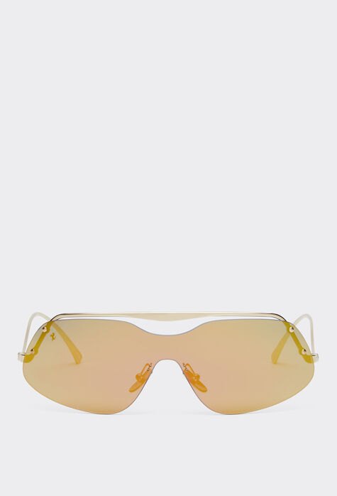 Ferrari Gafas de sol Ferrari de metal dorado con lentes doradas de espejo azul Negro mate F1250f