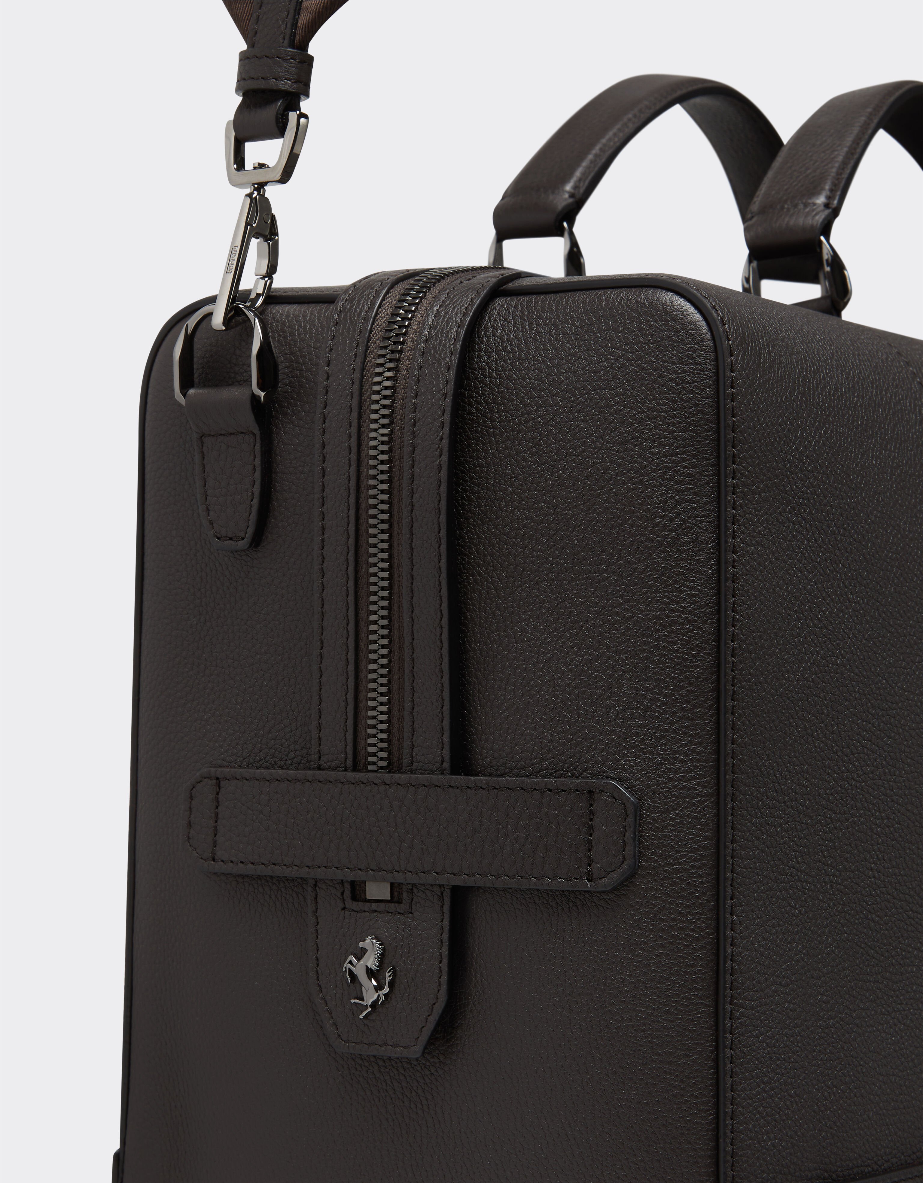 Ferrari Grained leather duffle bag Dark Brown 21371f