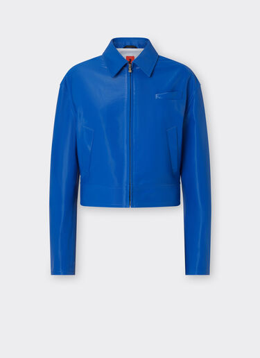 Ferrari Bomber jacket in liquid leather Klein Blue 21883f