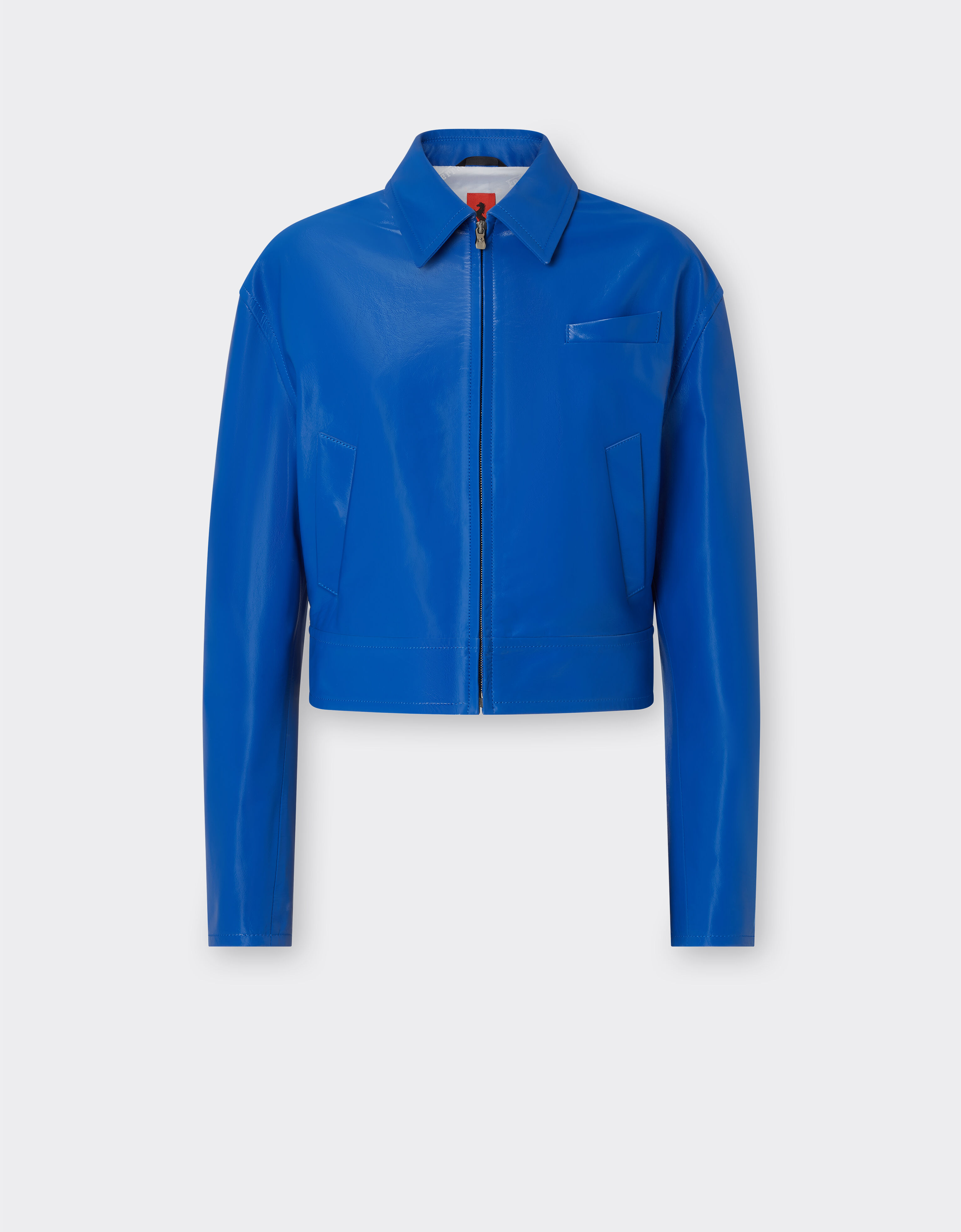 Ferrari Bomber jacket in liquid leather Klein Blue 21883f