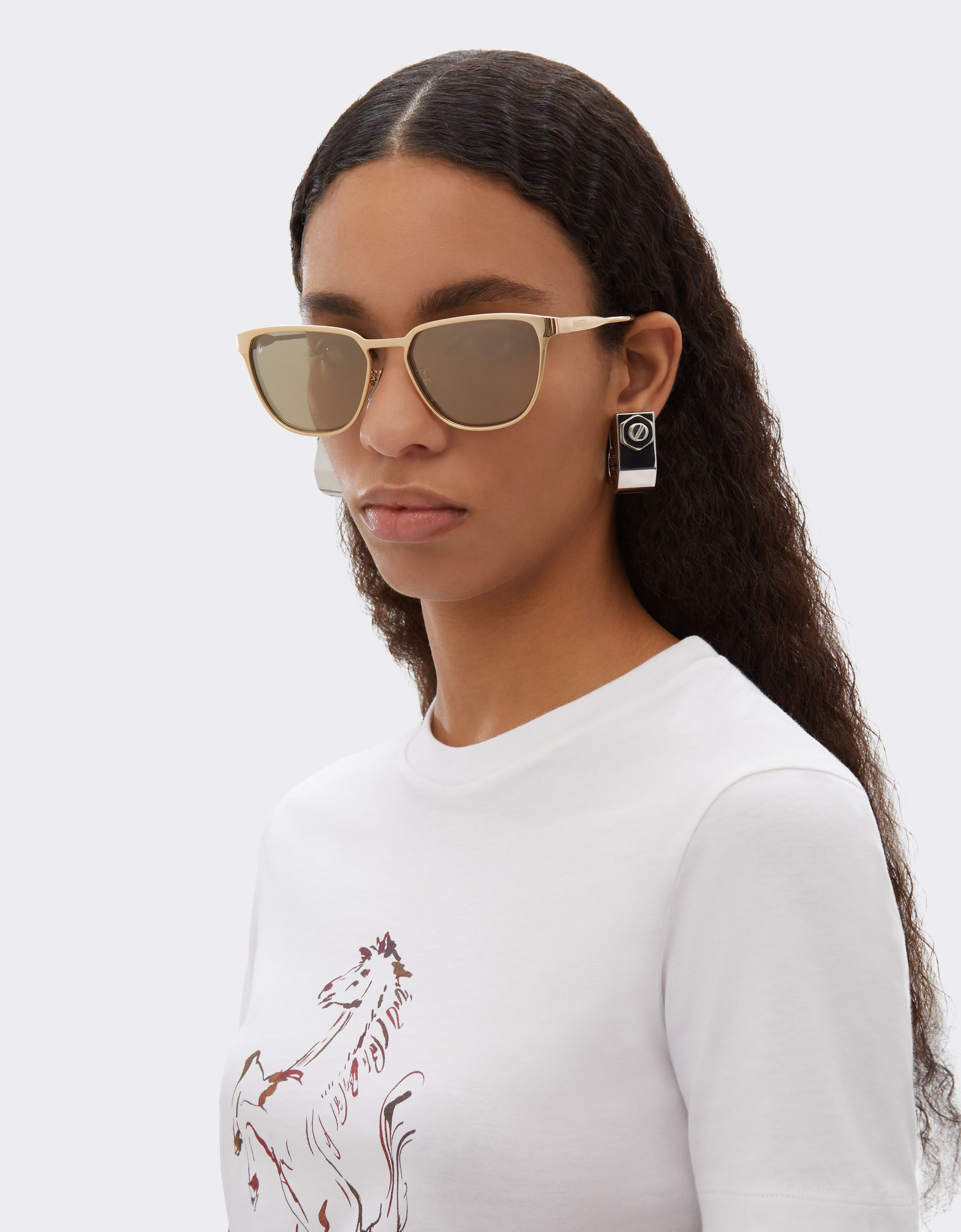 Ferrari Ferrari sunglasses in gold-colored metal with gold mirrored lenses Oro LA0LCf