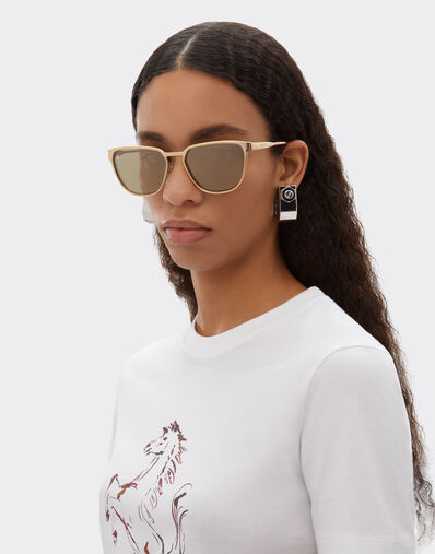 Ferrari Ferrari sunglasses in gold-colored metal with gold mirrored lenses Oro LA0LCf
