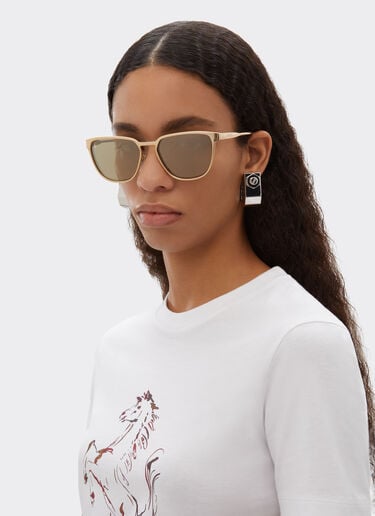Ferrari Lunettes de soleil Ferrari en métal doré avec verres dorés miroirs Oro LA0LCf