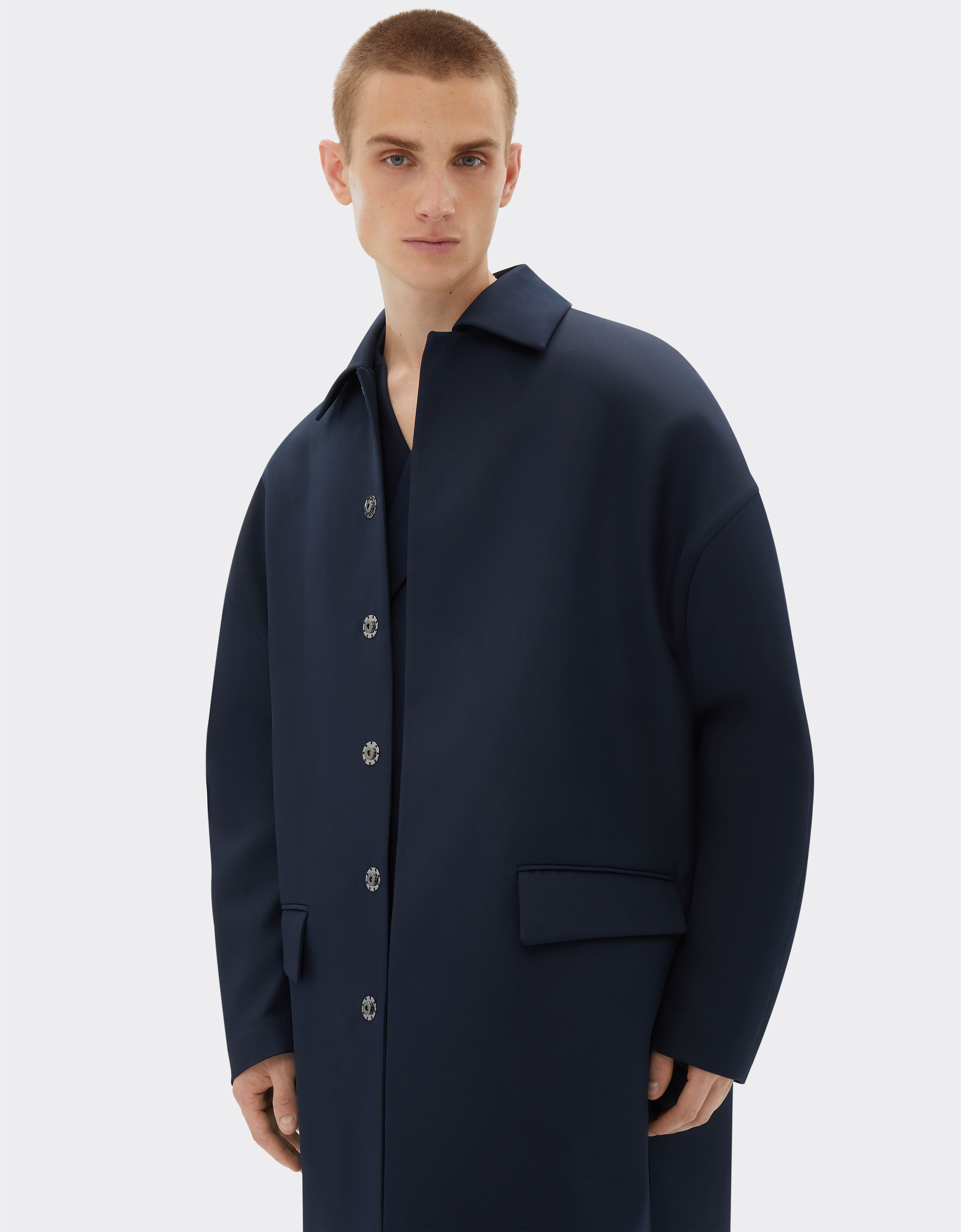 Ferrari Single-breasted coat in two-tone double-sided tech fabric Navy 21749f
