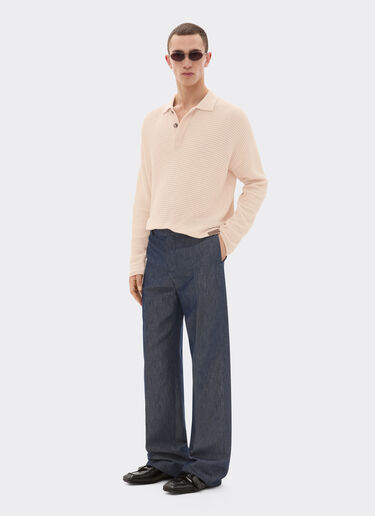 Cotton and linen long-sleeved polo shirt with link pattern Ferrari Cotton and linen long-sleeved polo shirt with link pattern Nude 22667f