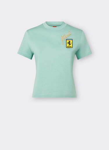 Ferrari T-shirt à col montant en coton Miami Collection Bleu aigue-marine 21229f