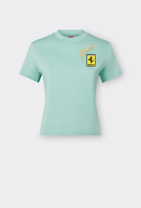 Ferrari T-shirt collo alto in cotone Miami Collection Aquamarine 21229f