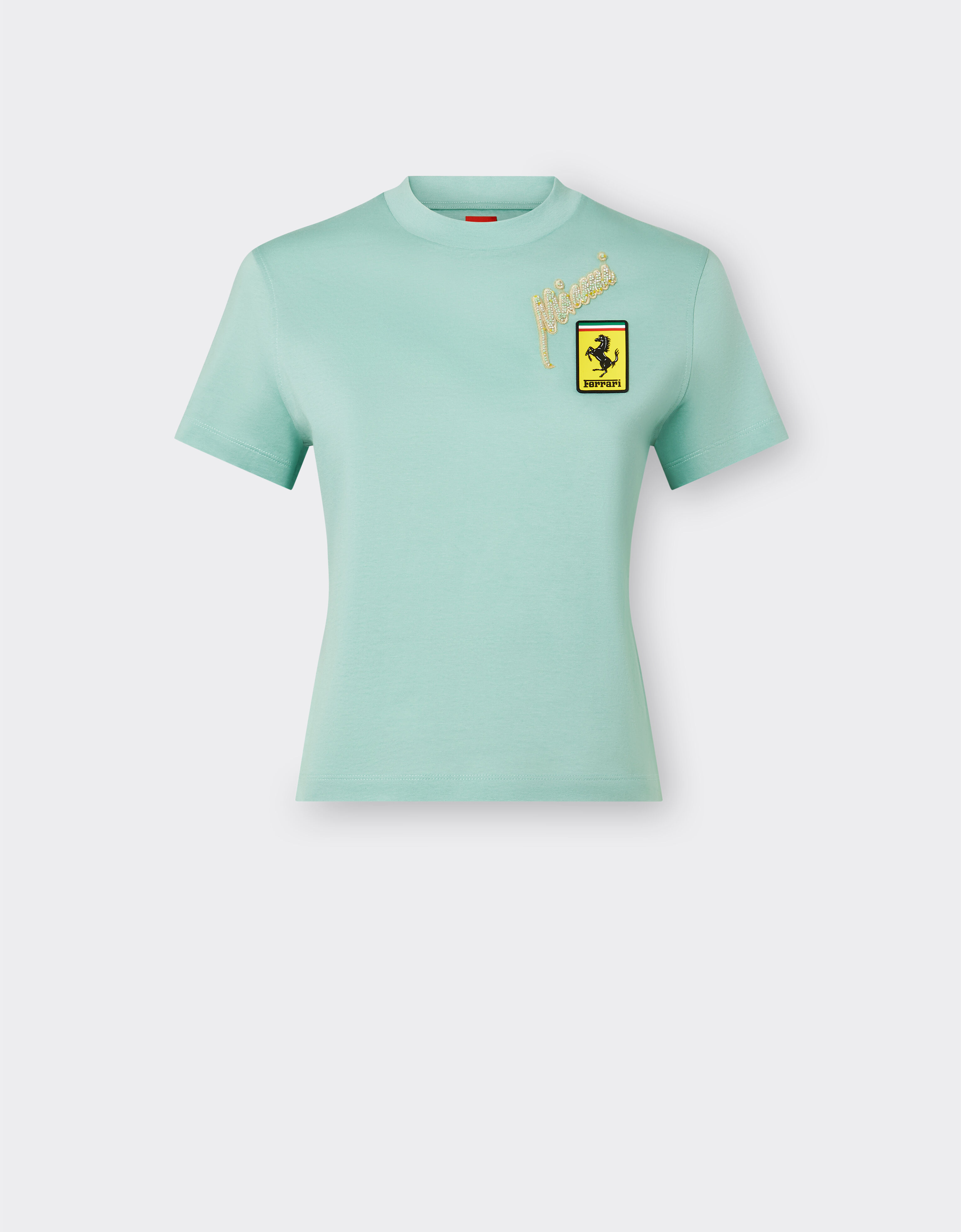 Ferrari Miami Collection T-Shirt mit hohem Kragen aus Baumwolle Aquamarin 21229f