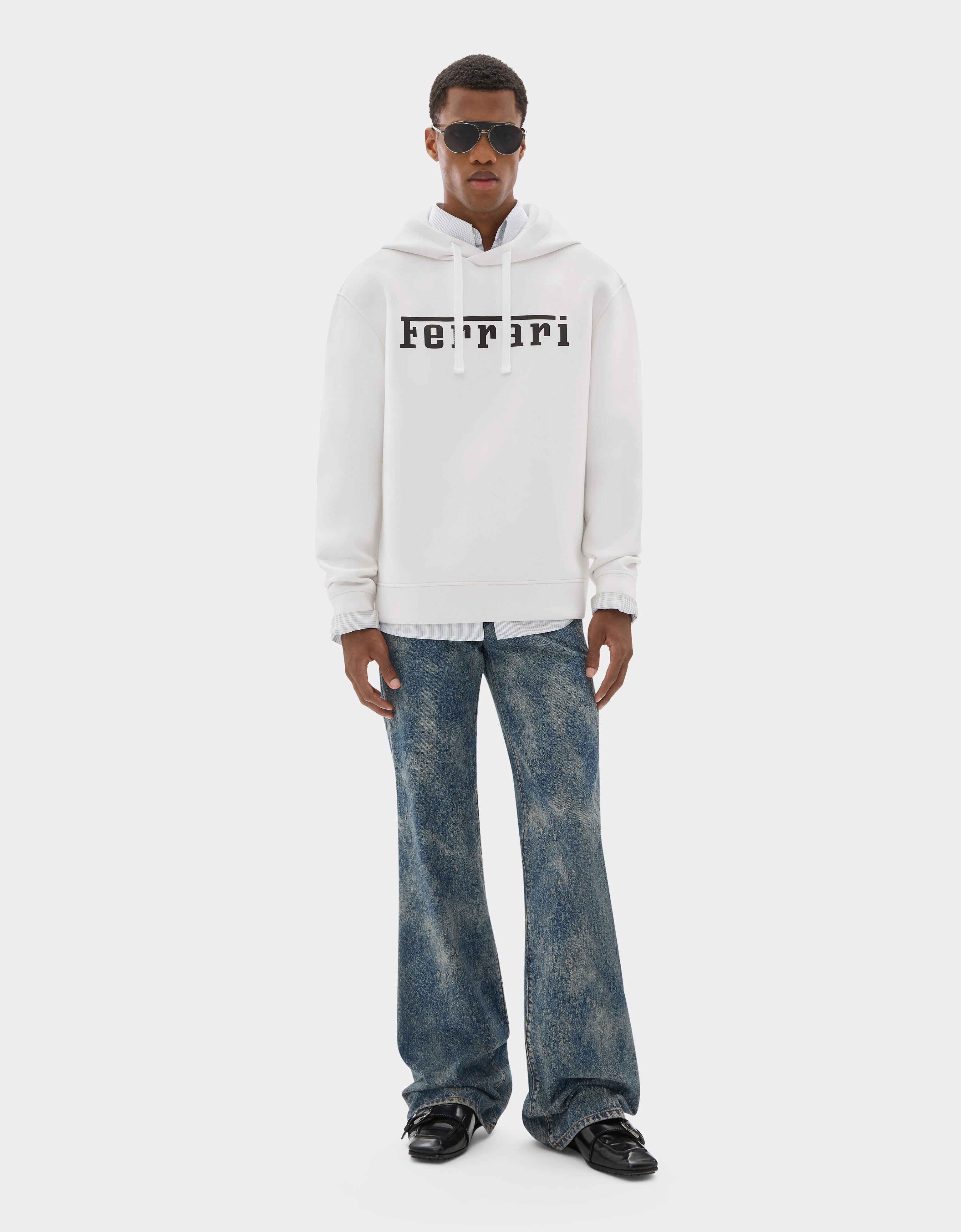 Ferrari Hooded sweatshirt in scuba Optical White 49280f