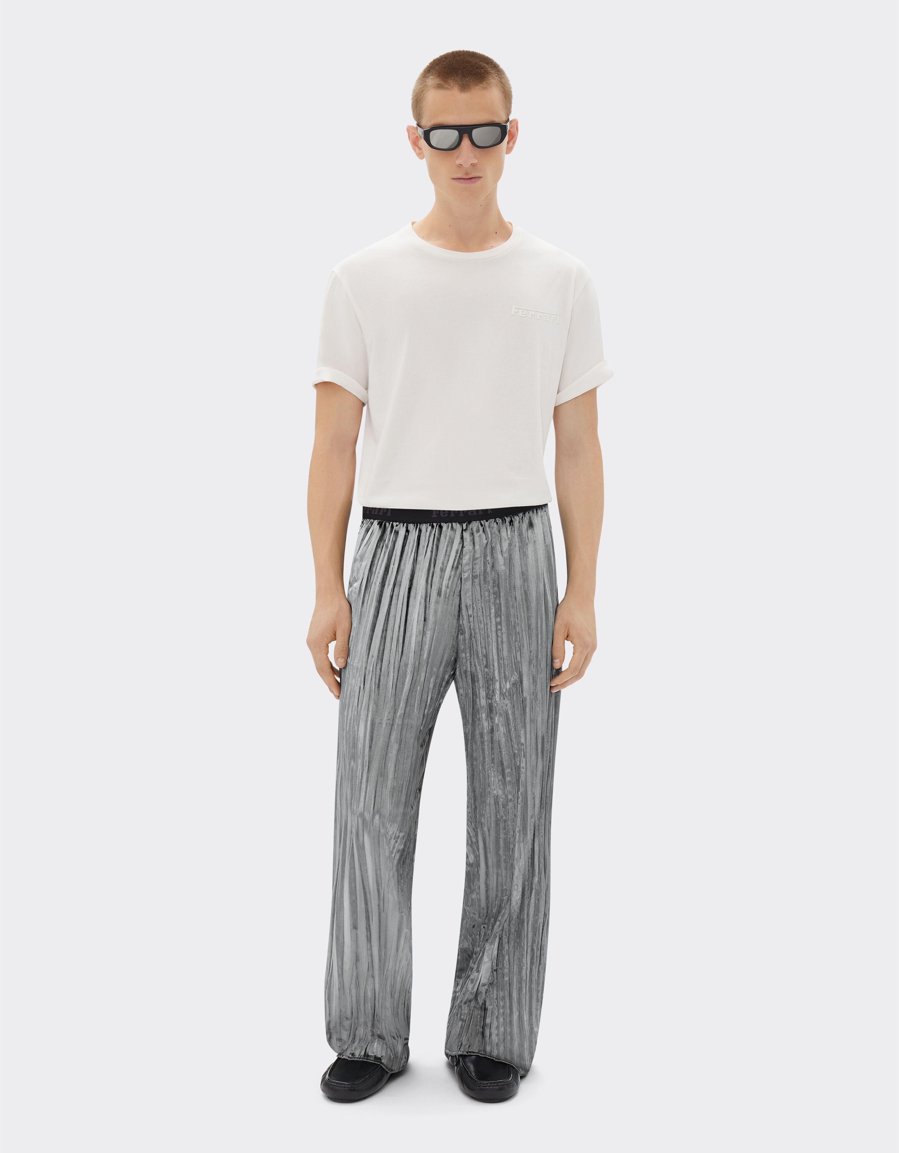 Trousers in froissé velvet in Ruthenium Chassis Ferrari®
