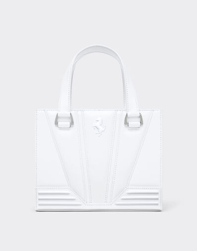 Ferrari Ferrari mini tote GT bag in leather with Prancing Horse detail Optical White 20201f