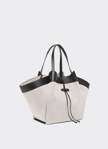 Ferrari Ferrari tote bag in canvas and leather Black 21976f