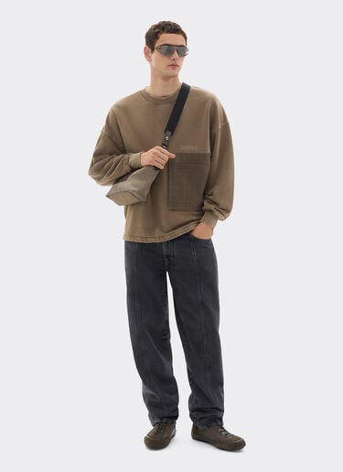 Ferrari Sweat-shirt en coton avec poche poitrine Verde Cachi 50133f