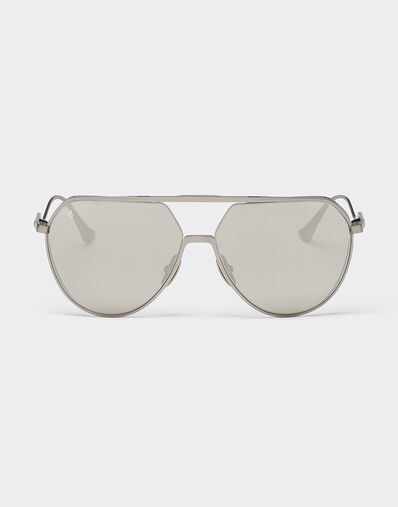 Ferrari Ferrari sunglasses in matt silver-tone titanium with silver mirror lenses Ingrid LA02Hf