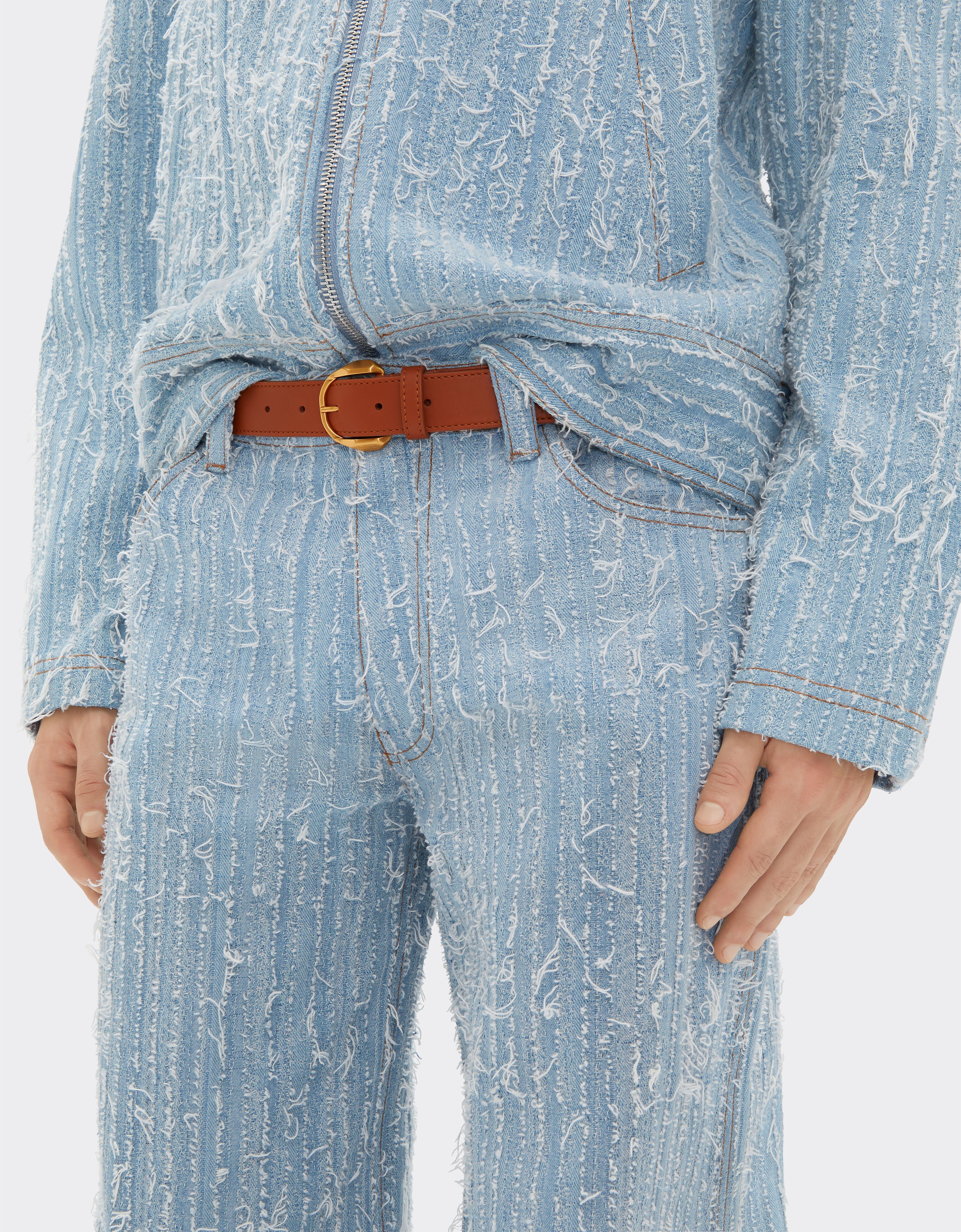 Ferrari Five-pocket trousers in frayed faded denim Light Denim 22190f