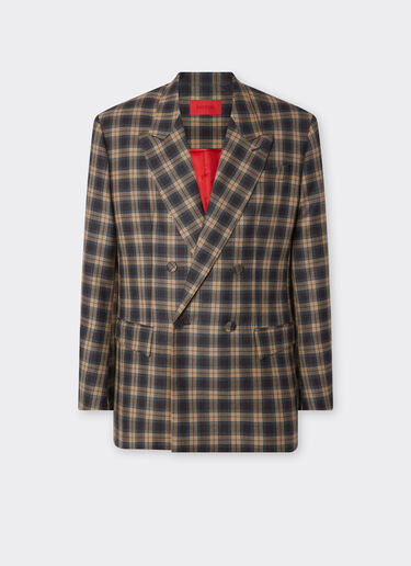 Ferrari Zweireihiger Blazer aus Schottenkaro aus Wolle Mélange-Grau 22596f